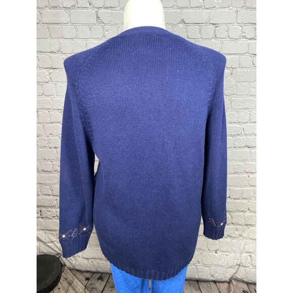 Vintage Disney Store Small Winnie The Pooh Embroidered Cardigan Sweater Navy - Picture 9 of 13